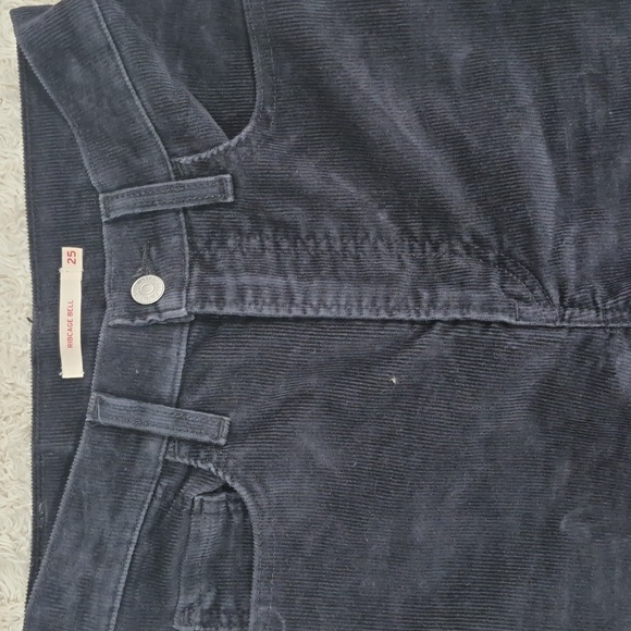 LEVI'S ribcage Bell Cords 25 Navy Corduroy High Waist Wide Leg Pant Levi Strauss - Picture 3 of 7